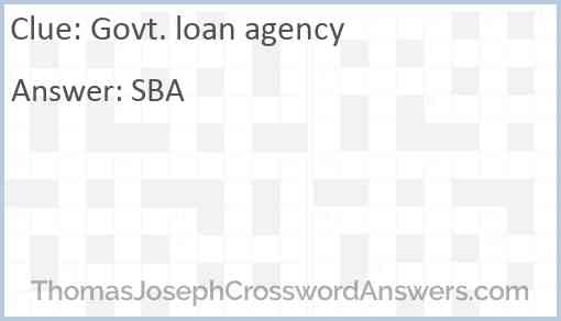 Govt. loan agency Answer