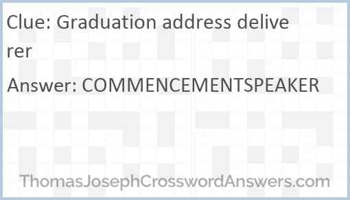 Graduation address deliverer Answer
