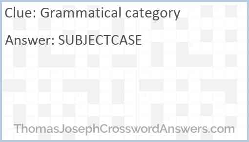 Grammatical category Answer