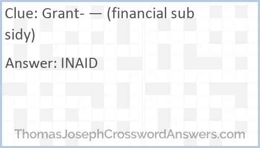 Grant- — (financial subsidy) Answer