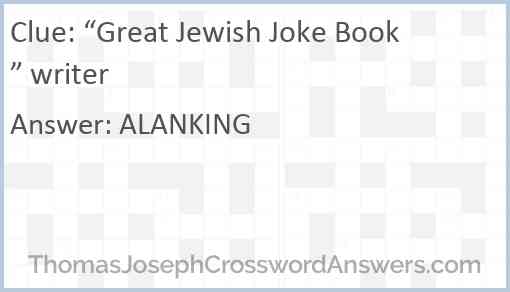 “Great Jewish Joke Book” writer Answer