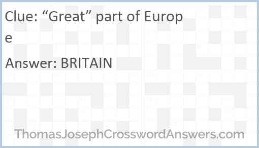 “Great” part of Europe Answer