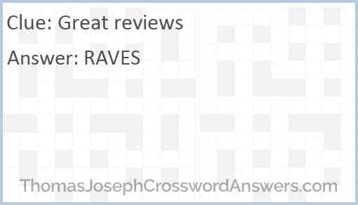 Great reviews Answer