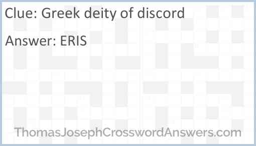 Greek deity of discord Answer