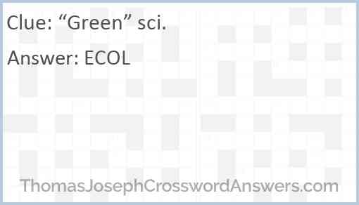 “Green” sci. Answer