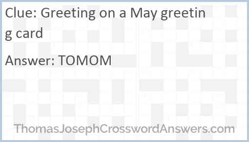 Greeting on a May greeting card Answer