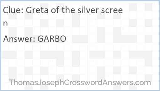 Greta of the silver screen Answer