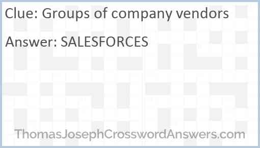 Groups of company vendors Answer