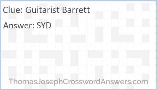 Guitarist Barrett Answer