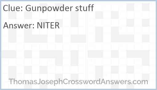 Gunpowder stuff Answer