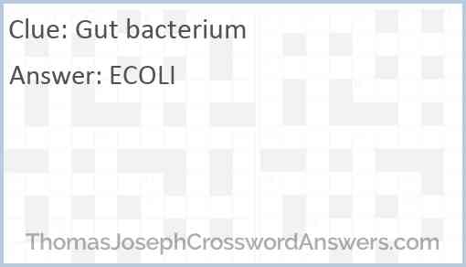 Gut bacterium crossword clue ThomasJosephCrosswordAnswers com