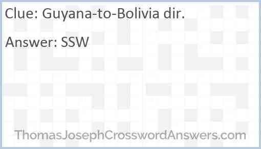 Guyana-to-Bolivia dir. Answer