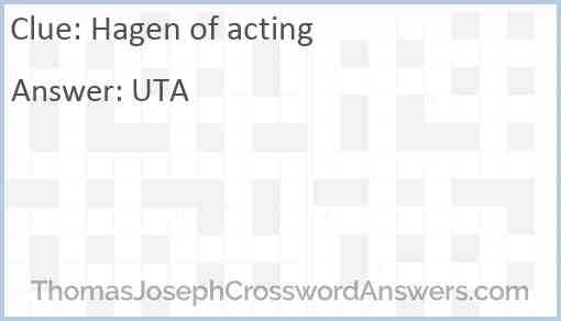 Hagen of acting Answer