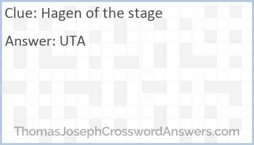 Hagen of the stage Answer