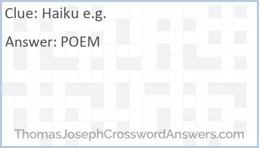 Haiku e.g. Answer