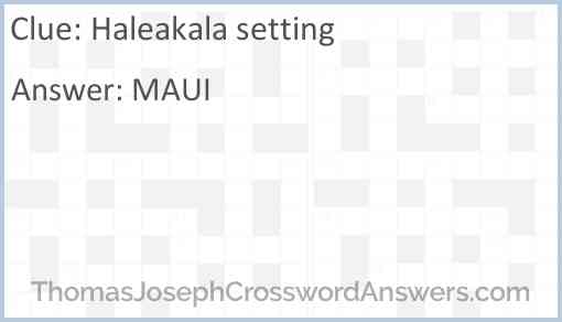 Haleakala setting Answer
