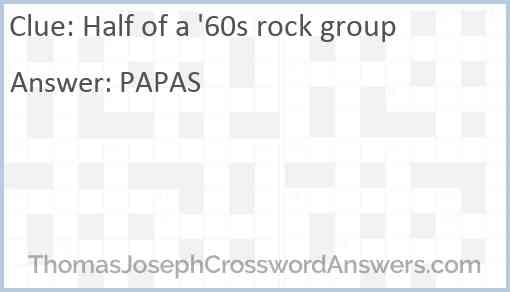 Half of a ’60s rock group Answer