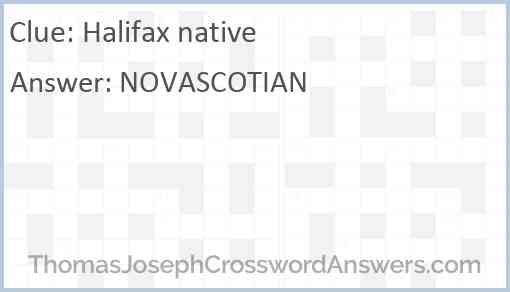 Halifax native Answer