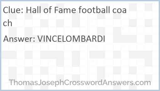 Hall of Fame football coach Answer