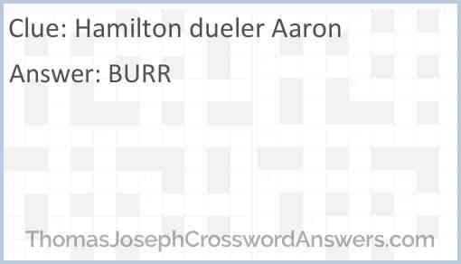 Hamilton dueler Aaron Answer