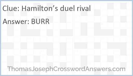 Hamilton’s duel rival Answer