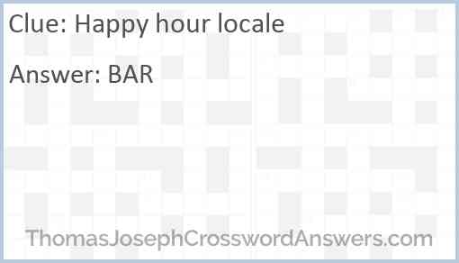 Happy hour locale Answer