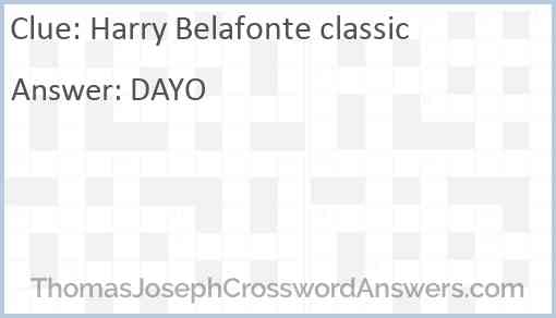 Harry Belafonte classic Answer