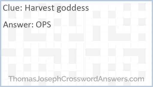 Harvest goddess Answer