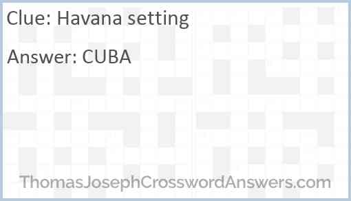 Havana setting Answer