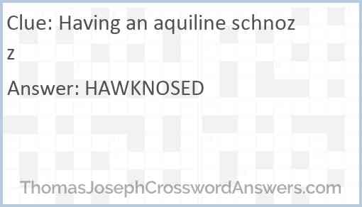 Having an aquiline schnozz Answer