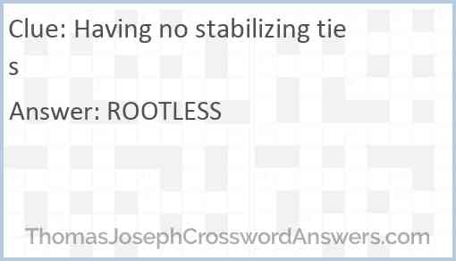 Having no stabilizing ties Answer