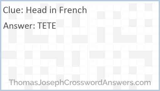 Head in French Answer