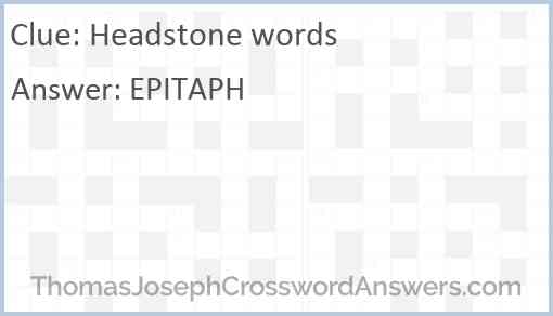 Headstone words Answer