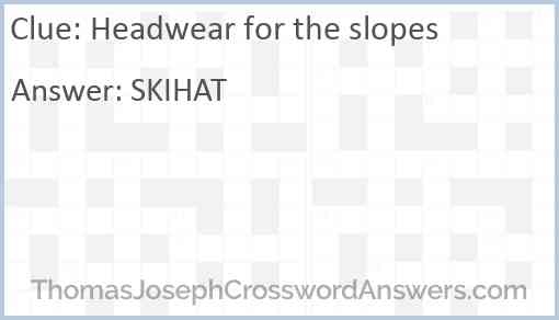 Headwear for the slopes Answer