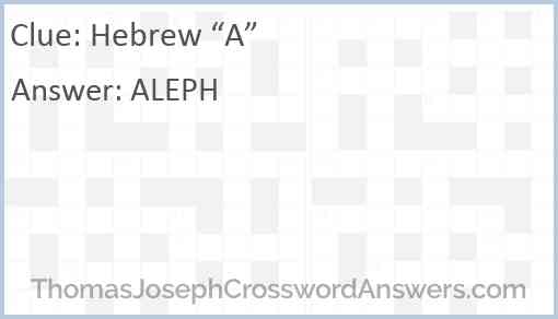 Hebrew “A” Answer