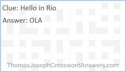 Hello in Rio Answer