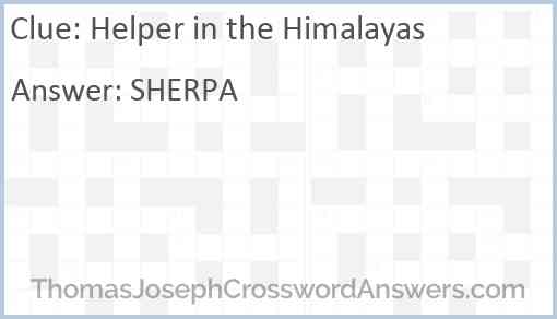 Helper in the Himalayas Answer