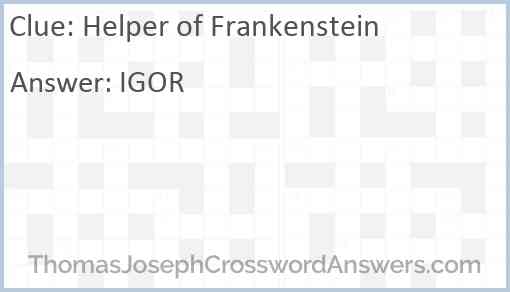 Helper of Frankenstein Answer