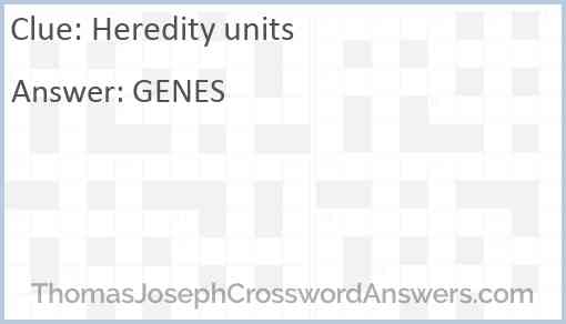 Heredity units crossword clue ThomasJosephCrosswordAnswers com