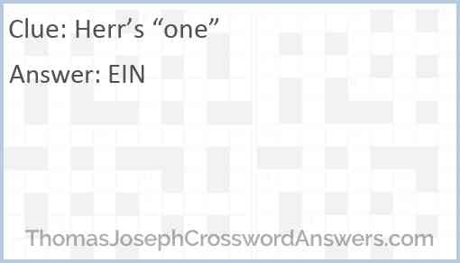 Herr’s “one” Answer