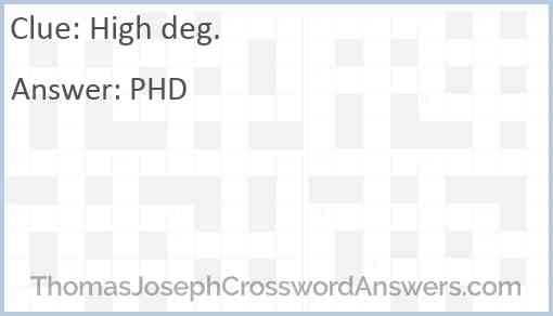 High deg. Answer