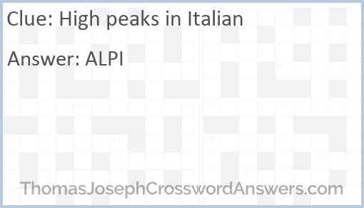 High peaks in Italian Answer