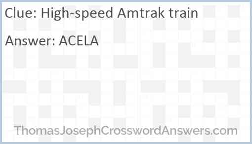 High-speed Amtrak train Answer