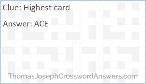 Highest card Answer
