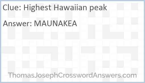 Highest Hawaiian peak Answer