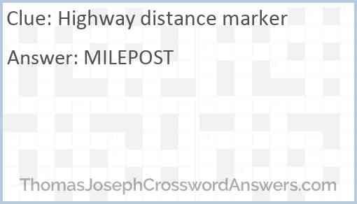Highway distance marker Answer