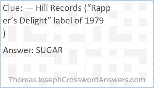 — Hill Records (“Rapper’s Delight” label of 1979) Answer