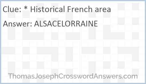 * Historical French area Answer