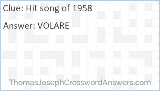 Hit song of 1958 Answer