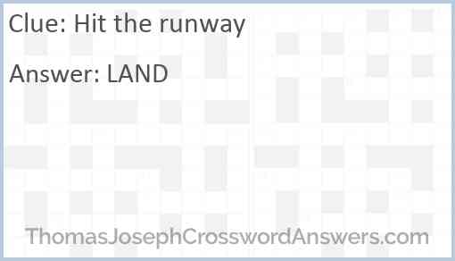 Hit the runway Answer